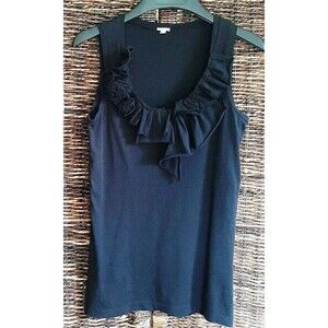 J. Crew Tank Top Sleeveless XS Black Ruffles Mesh Rose Fairygrunge Cottagegoth